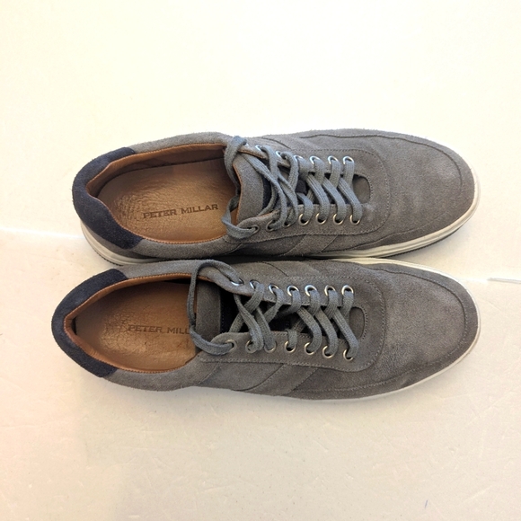 Gray Minimalist Low-Top Peter Millar Sneakers with Suede Finish - Picture 2 of 5
